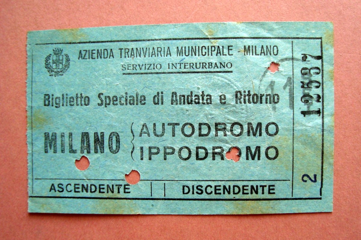 Biglietto speciale Azienda Tranviaria Municipale Milano Autodromo Ippodromo
