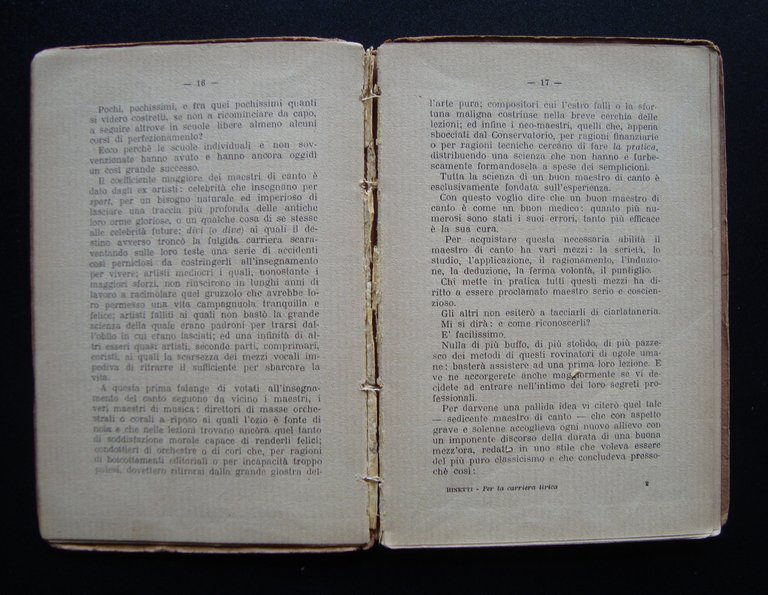 Binetti Giovanni Per la Carriera Lirica 1915 Quintieri Editore Milano …