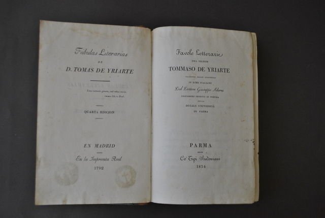 Bodoniana Favole Letterarie De Yriarte Spagna Traduzione Adorni Parma 1834 | Immagine principale