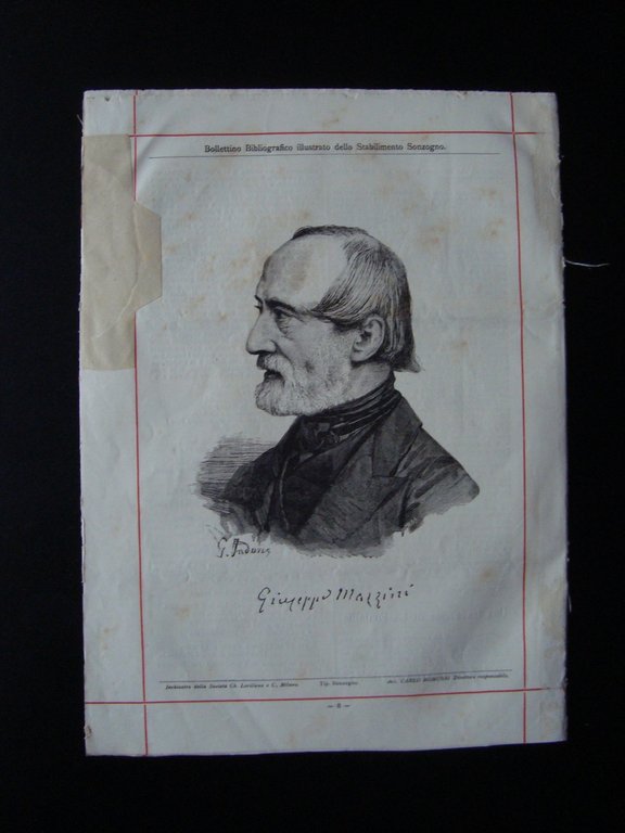 Bollettino bibliografico Sonzogno Milano Anno III N 9 1885 Giambattista …