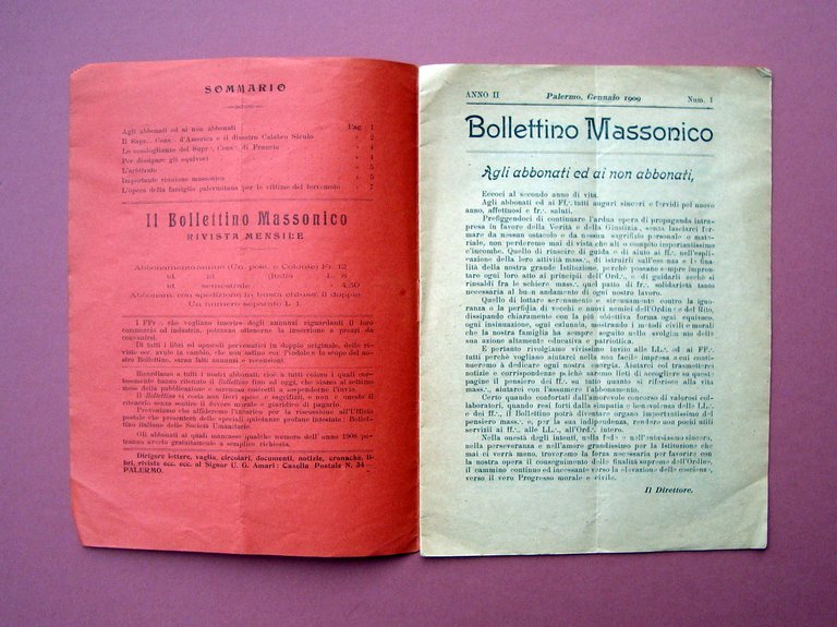 Bollettino Massonico Palermo 1909 Disastro Calabro Siculo Tip De Luca …