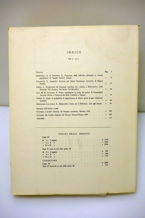 BOLLETTINO SOCIETA' PALEONTOLOGICA ITALIANA STEM ANNATA COMPLETA 1960 | Immagine Gallery 2
