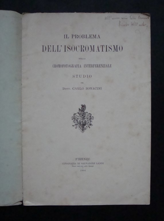 BONACINI ISOCROMATISMO NELLA CROMOFOTOGRAFIA INTERFERENZIALE LANDI 1894