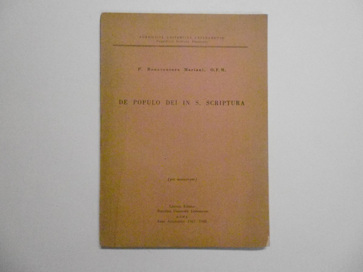 Bonaventura Mariani De Populo Dei In S. Scriptura Pontificia Universit‡ …