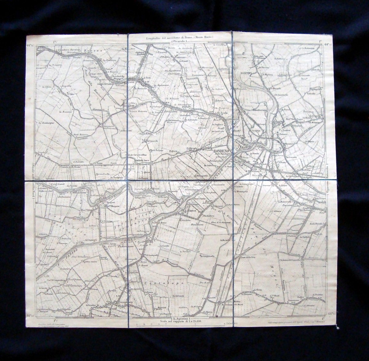 Bondeno Ficarolo Carta IGM 1912 scala 1: 25.000 telata