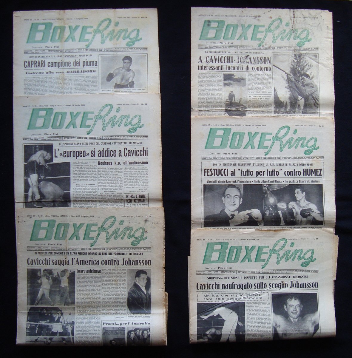 Boxe Ring 1956 otto numeri Anno IV 30 32 34 …