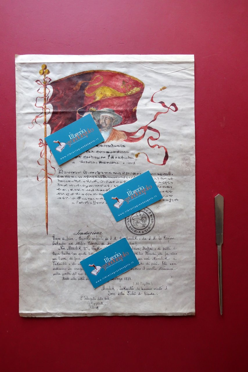 Brevetto su Pergamena Menelik II Takaitu Regno di Scioa Entotto … | Immagine principale