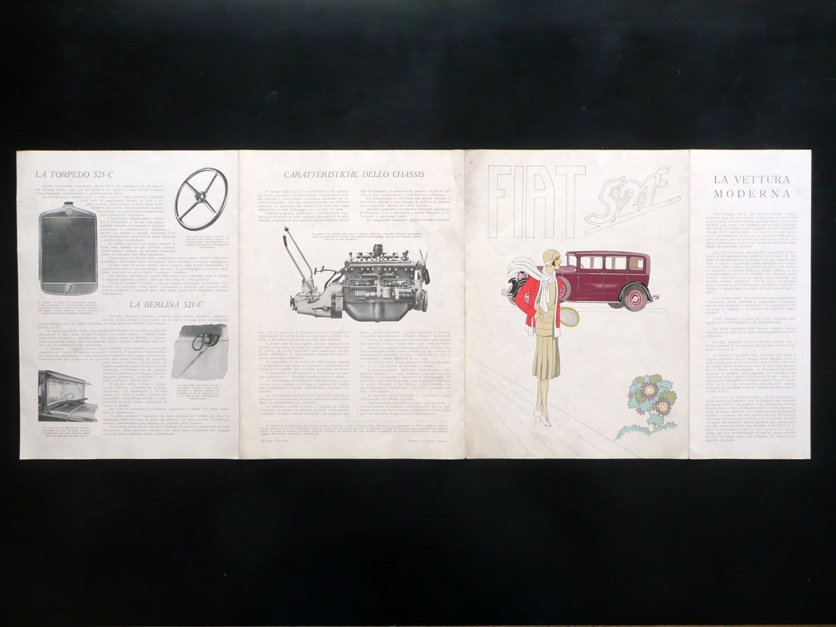 Brossura Fiat Modello 521C Torpedo Chassis Motore Barabino Graeve 1930 …