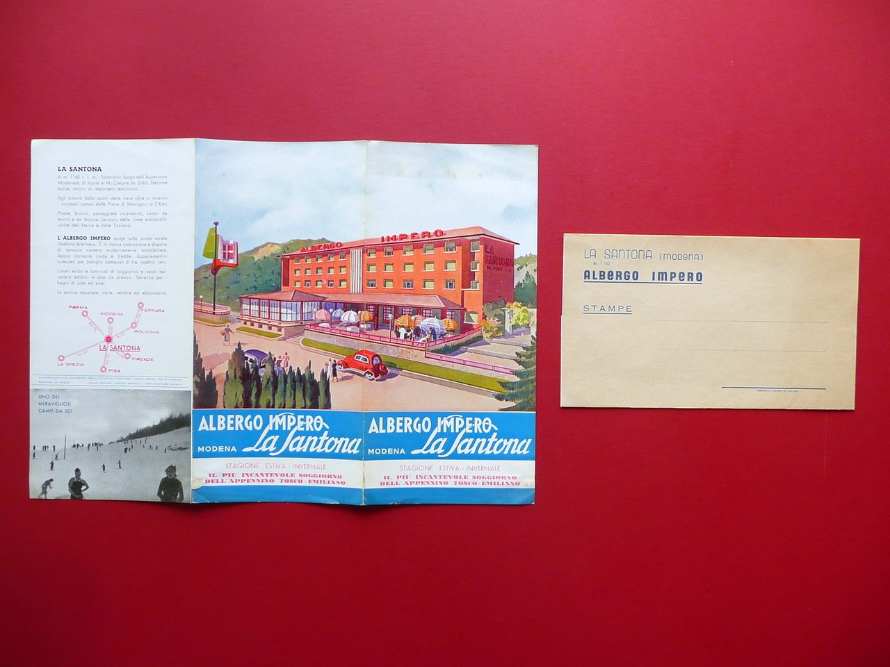 Brossura Pubblicitaria Pieghevole Albergo Impero La Santona Modena 1939 Cimone