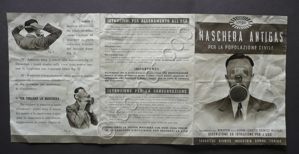 Brossura Superga Maschera Antigas Popolazione Civile Torino 1939 Pubblicit‡