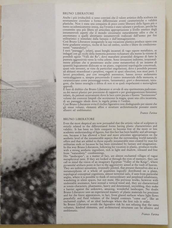 Bruno Liberatore testi di E. Crispolti F. Farina Rotundo Editore …