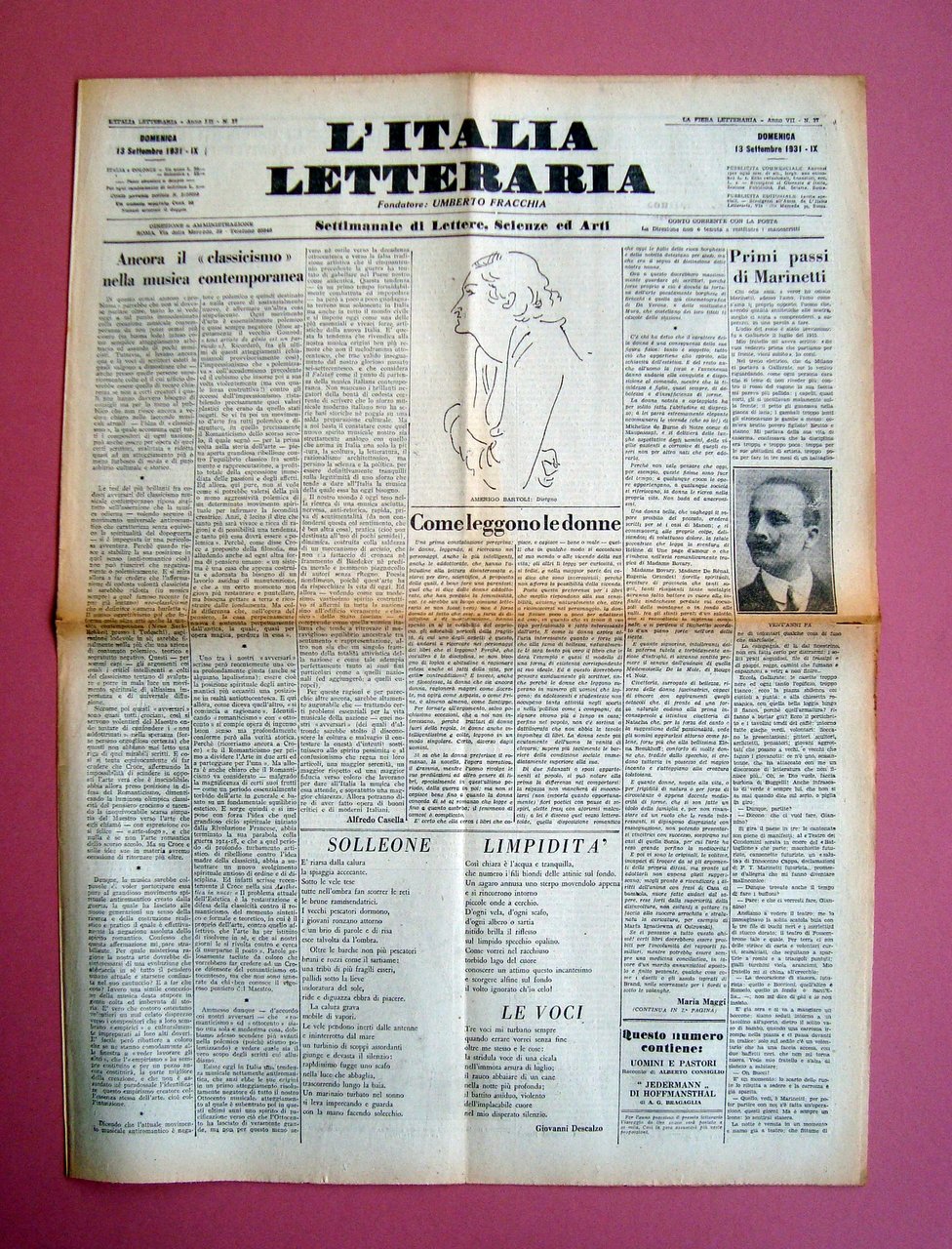 Bucci Primi passi di Marinettti L'Italia Letteraria 13/11/1931 Futurismo Maggi