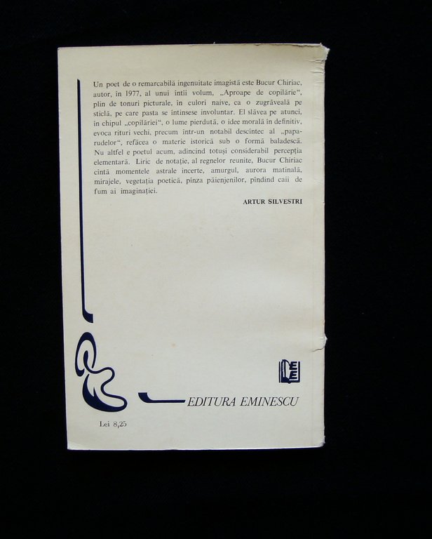 Bucur Chiriac Caii de Fum Poeme Editura Eminesco 1982 Bucarest …
