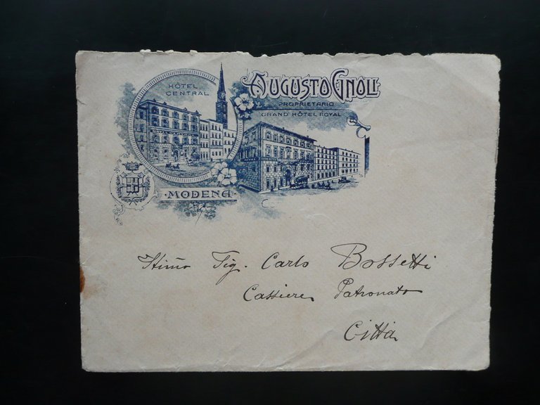 Busta Intestazione Grand Hotel Royal Central Modena Augusto Gnoli Primo '900