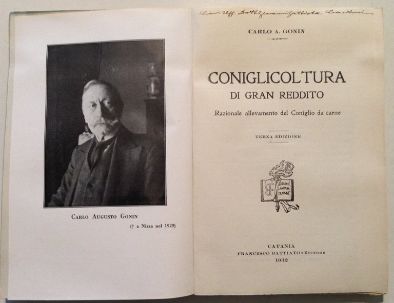 C. A. Gonin Conigliocultura di Gran Reddito Razionale Allevamento Coniglio …