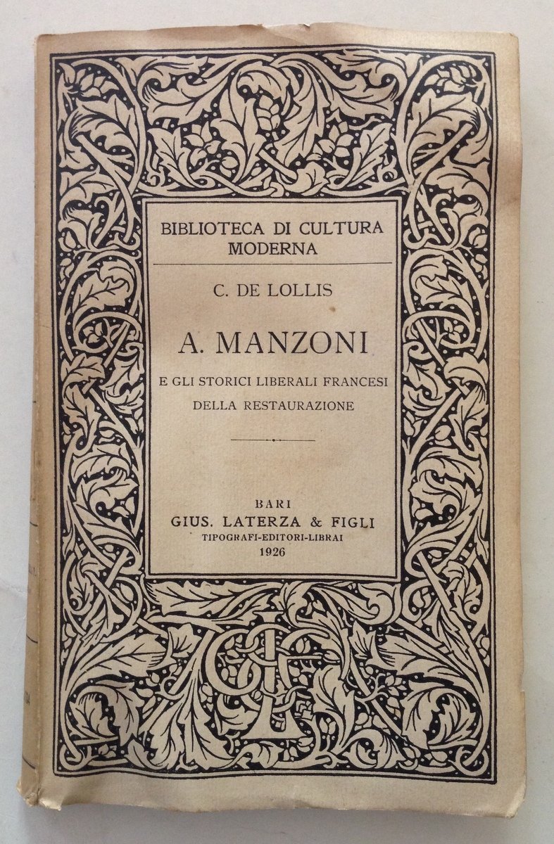 C. De Lollis A. Manzoni e Gli Storici Liberali Francesi …