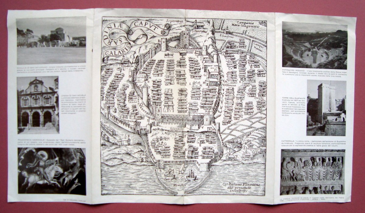 Cagliari Pieghevole turistico Calaris Sardiniae Caput anni'50