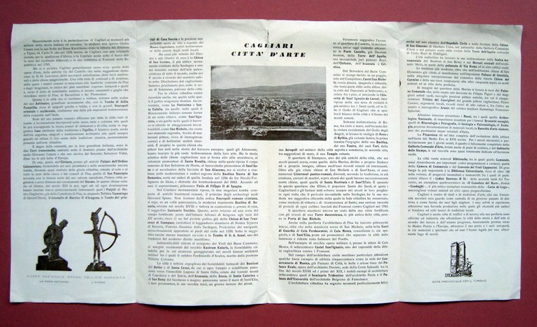Cagliari Pieghevole turistico Calaris Sardiniae Caput anni'50