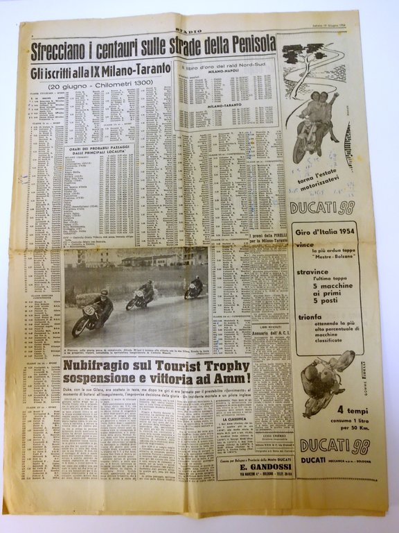CALCIO ITALIA SVIZZERA F1 DUELLO FERRARI-MASERATI STADIO 19/6/1954 COMPLETO