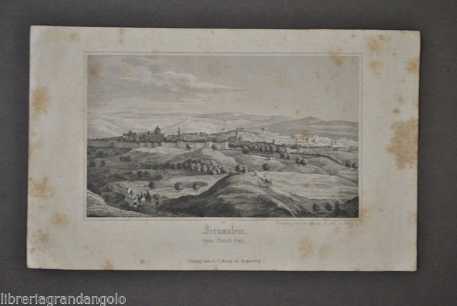 Calcografia Incisione Gerusalemme Jerusalem Palestina Israele Panorama 1880