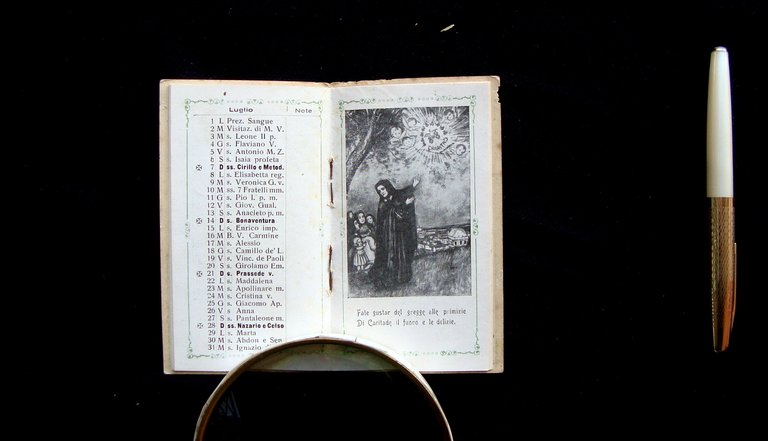 Calendarietto 1929 Santa Maria Crocefissa Brescia Casa di Rosa