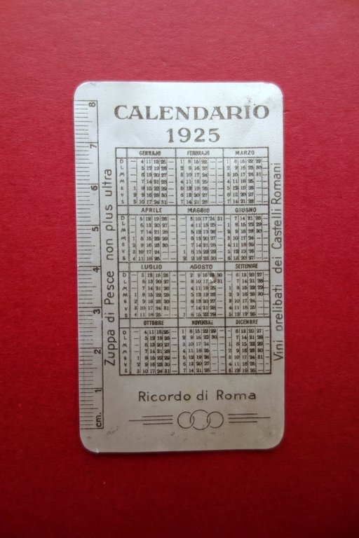 Calendarietto Alluminio Pubblicitario Ristorante Piperno Monte Cenci Roma 1925 | Immagine Gallery 2