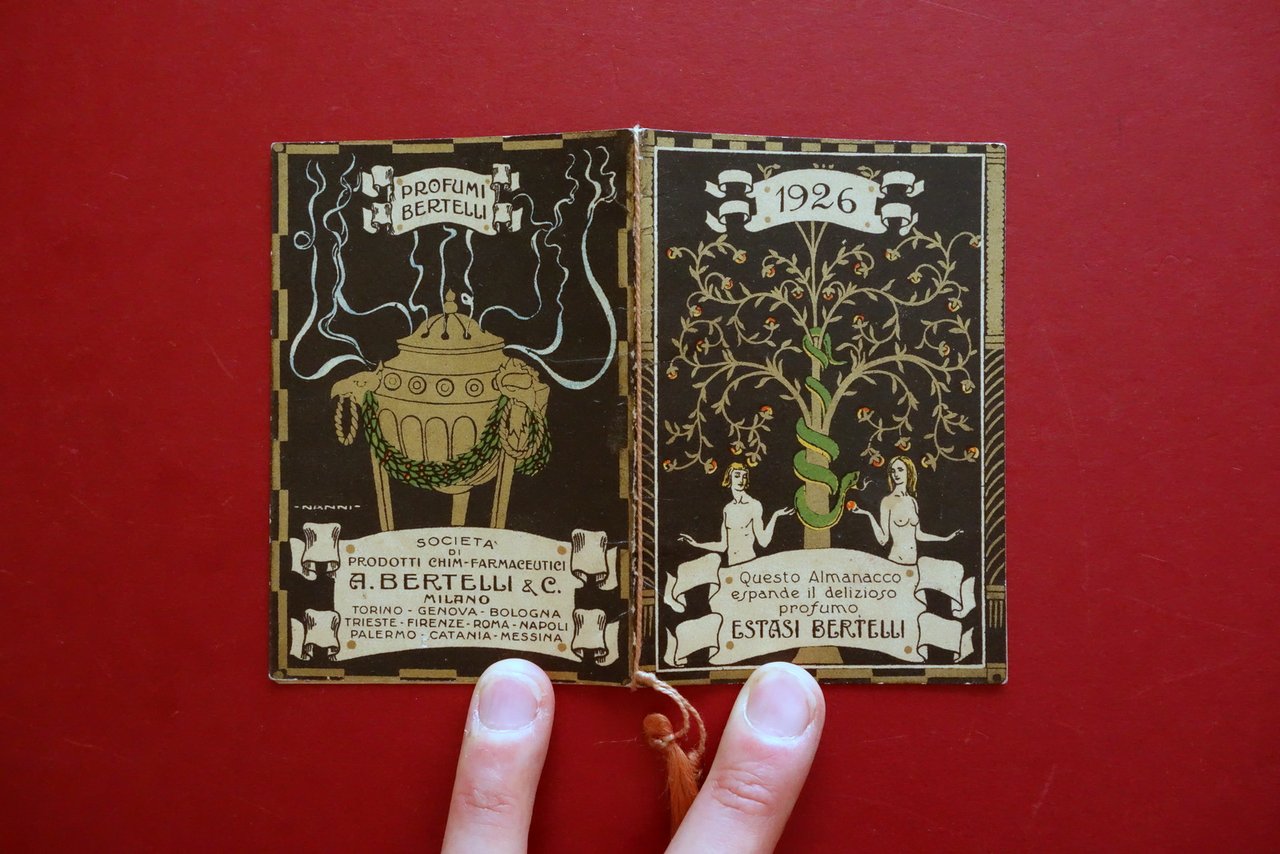 Calendarietto Almanacco Estasi Bertelli Profumo 1926 Bellissima Grafica Nanni