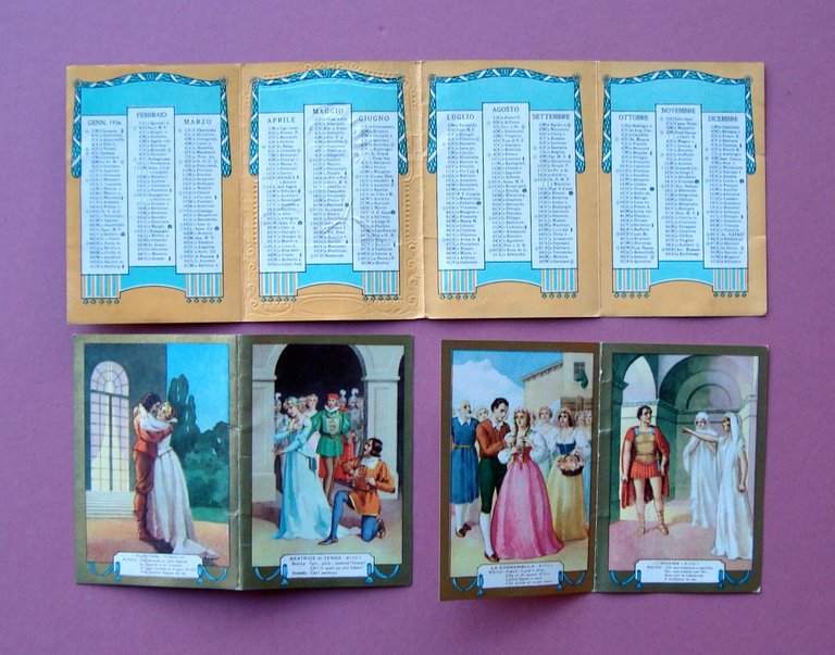 Calendarietto Barbiere 1936 Le Opere di Bellini ottimo