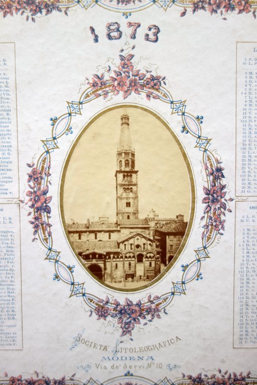 Calendario 1873 Modena Societ‡ Litoleografica Fotografia Duomo Ghirlandina