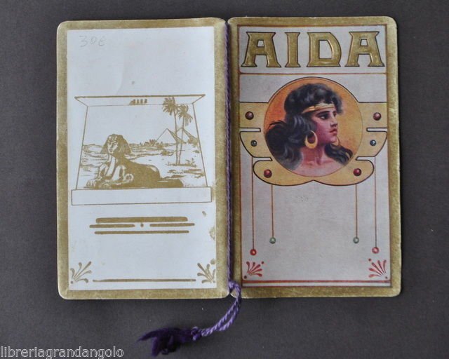 Calendario Almanacco Barbiere Lirica Verdi Aida Cromolitografie 1922