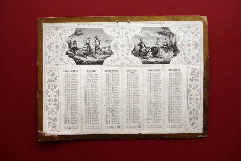 Calendario da Parete Su Cartoncino 1863 Figurato Scene di Vita …