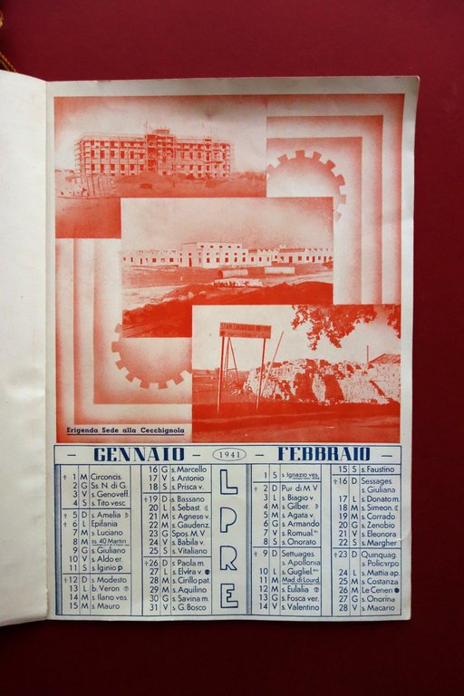Calendario Laboratorio di Precisione R. Esercito Roma 1941 Starace Cecchignola