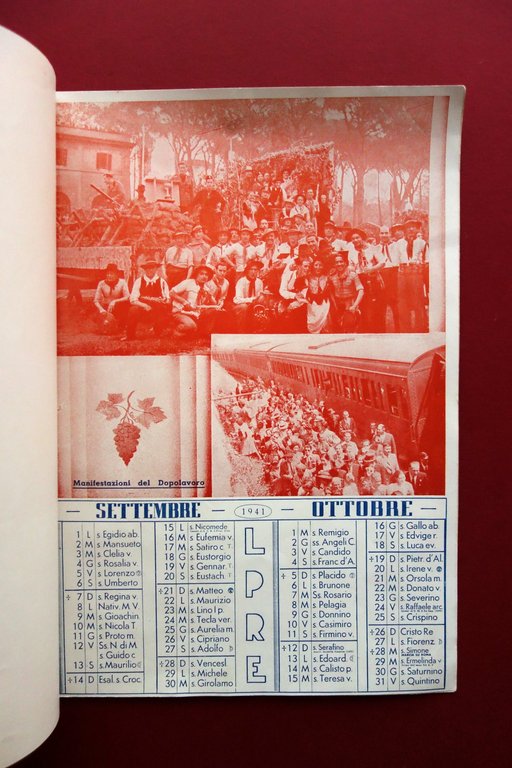 Calendario Laboratorio di Precisione R. Esercito Roma 1941 Starace Cecchignola