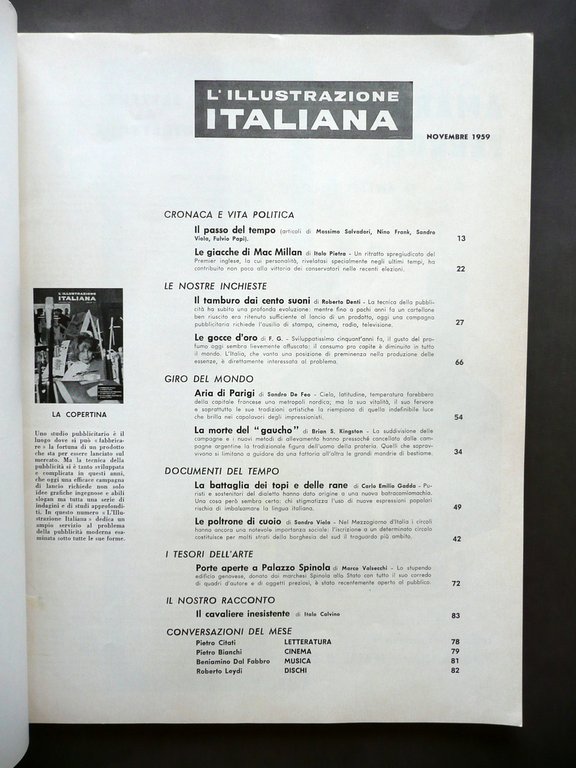 Calvino Il Cavaliere Inesistente Anteprima L'Illustrazione Italiana Num. 11 1959