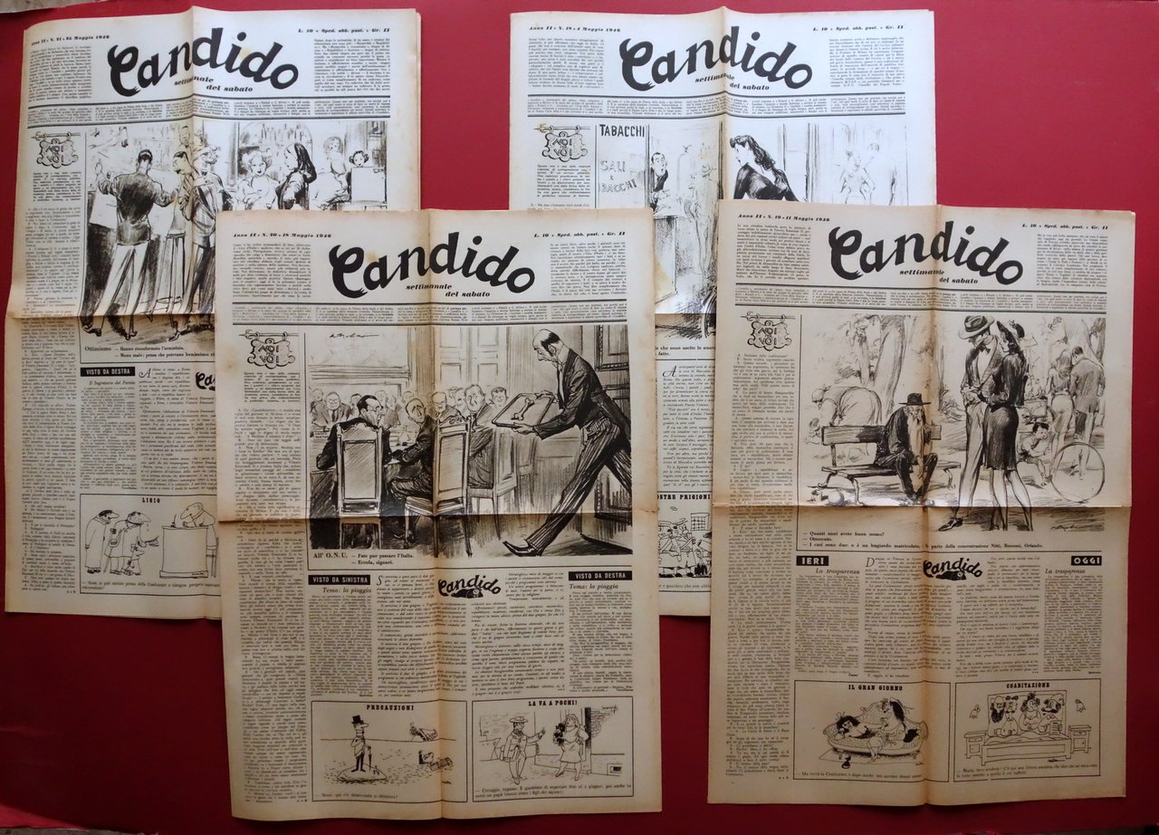 Candido Giornale Settimanale Anno II 1946 4 Numeri Guareschi Mosca …
