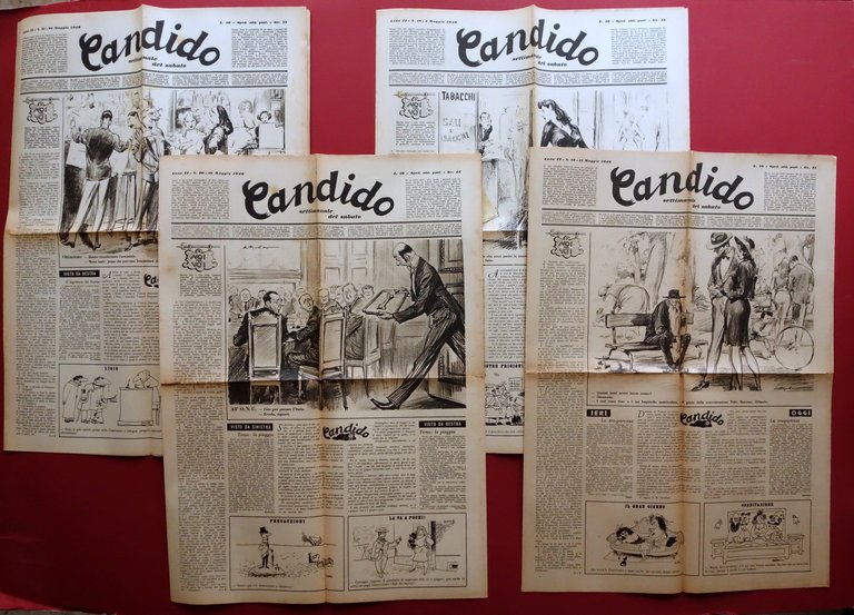 Candido Giornale Settimanale Anno II 1946 4 Numeri Guareschi Mosca Molino