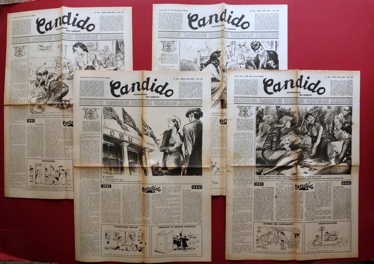 Candido Giornale Settimanale Anno II 1946 4 Numeri Guareschi Mosca Molino