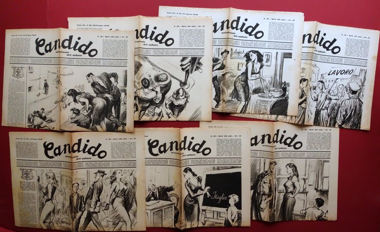 Candido Giornale Settimanale Anno II 1946 7 Numeri Guareschi Mosca Molino