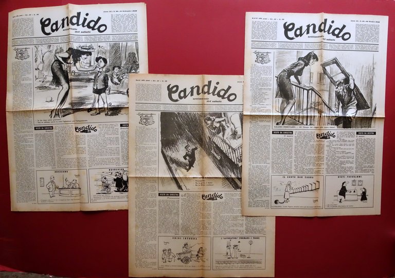 Candido Giornale Settimanale Anno II 1946 7 Numeri Guareschi Mosca …