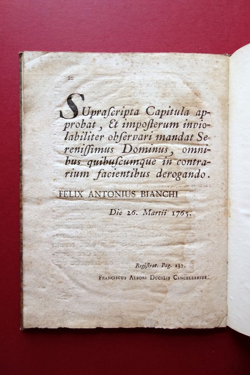 Capitoli per la Locazione di Campagna Pia Opera de'Poveri di …
