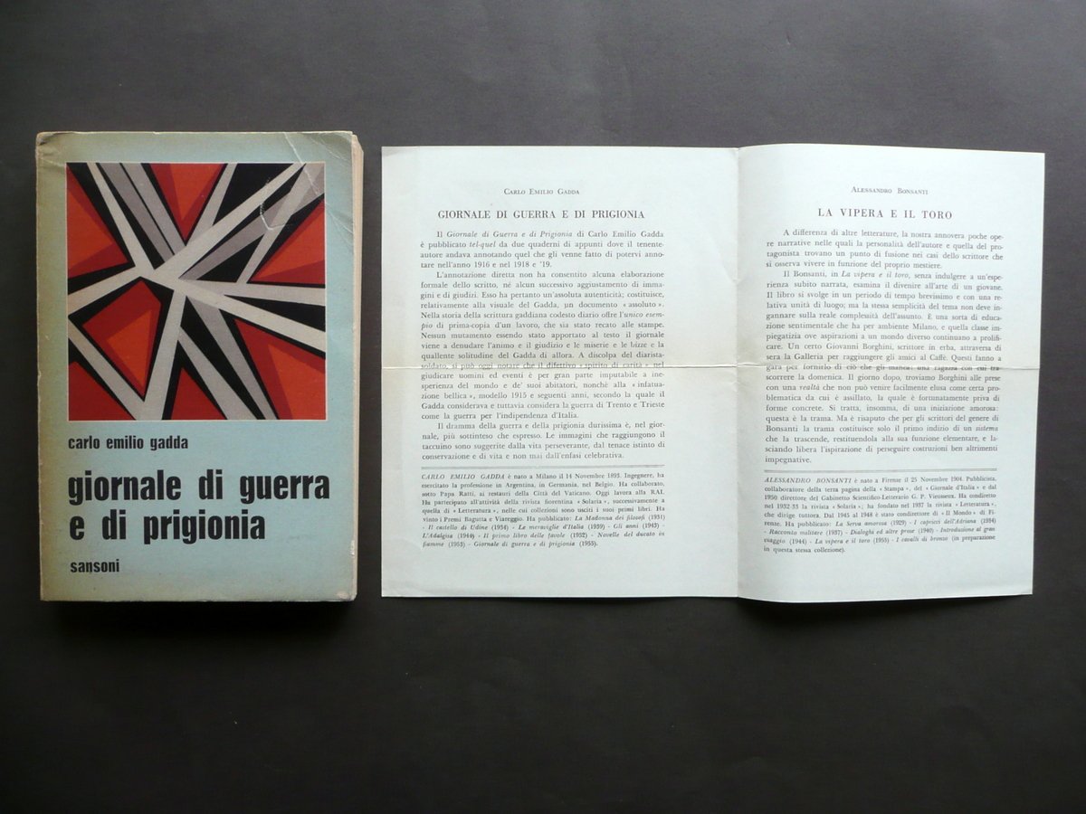 Carlo Emilio Gadda Giornale di Guerra e di Prigionia Sansoni …