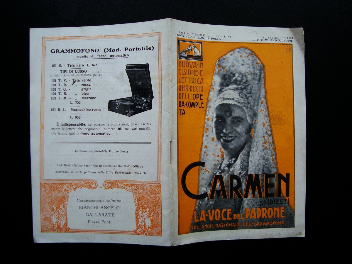 Carmen Bizet Voce del Padrone 1931 Nuova Incisione Elettrica Orchestra …