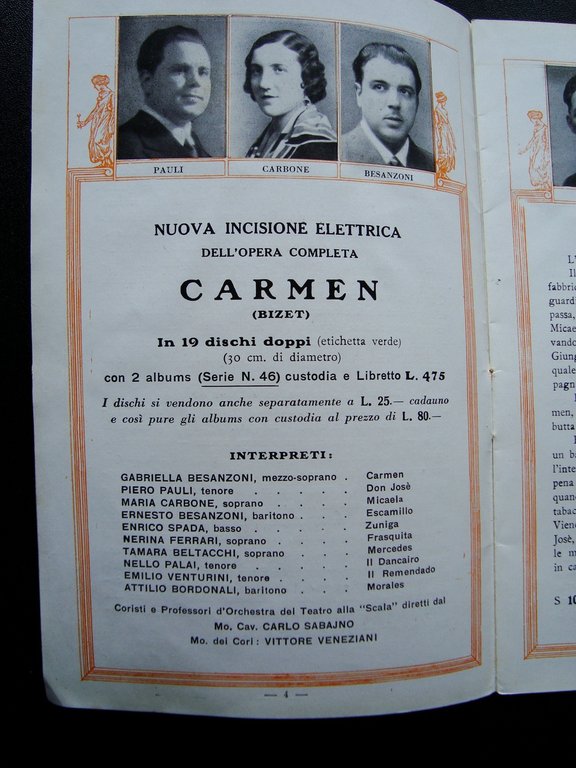 Carmen Bizet Voce del Padrone 1931 Nuova Incisione Elettrica Orchestra …