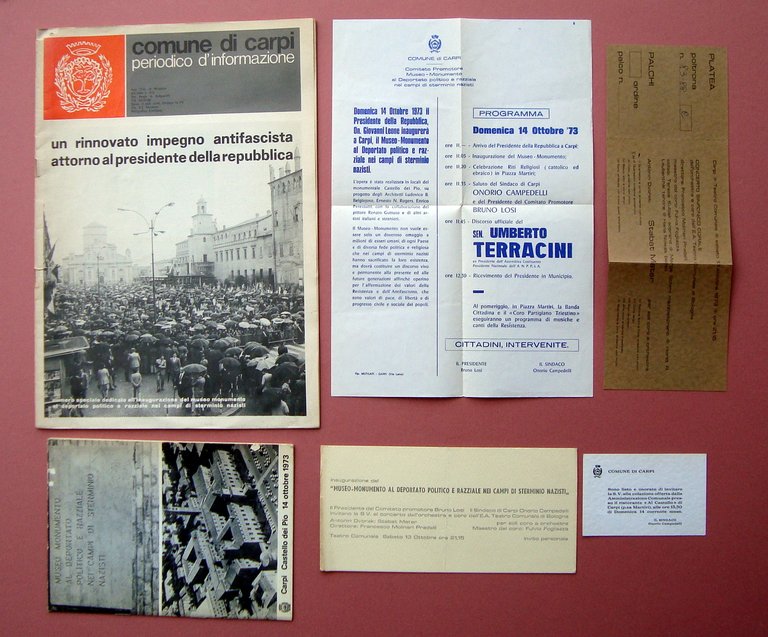 Carpi Inaugurazione Museo del Deportato Politico Razziale + documenti vari 1973