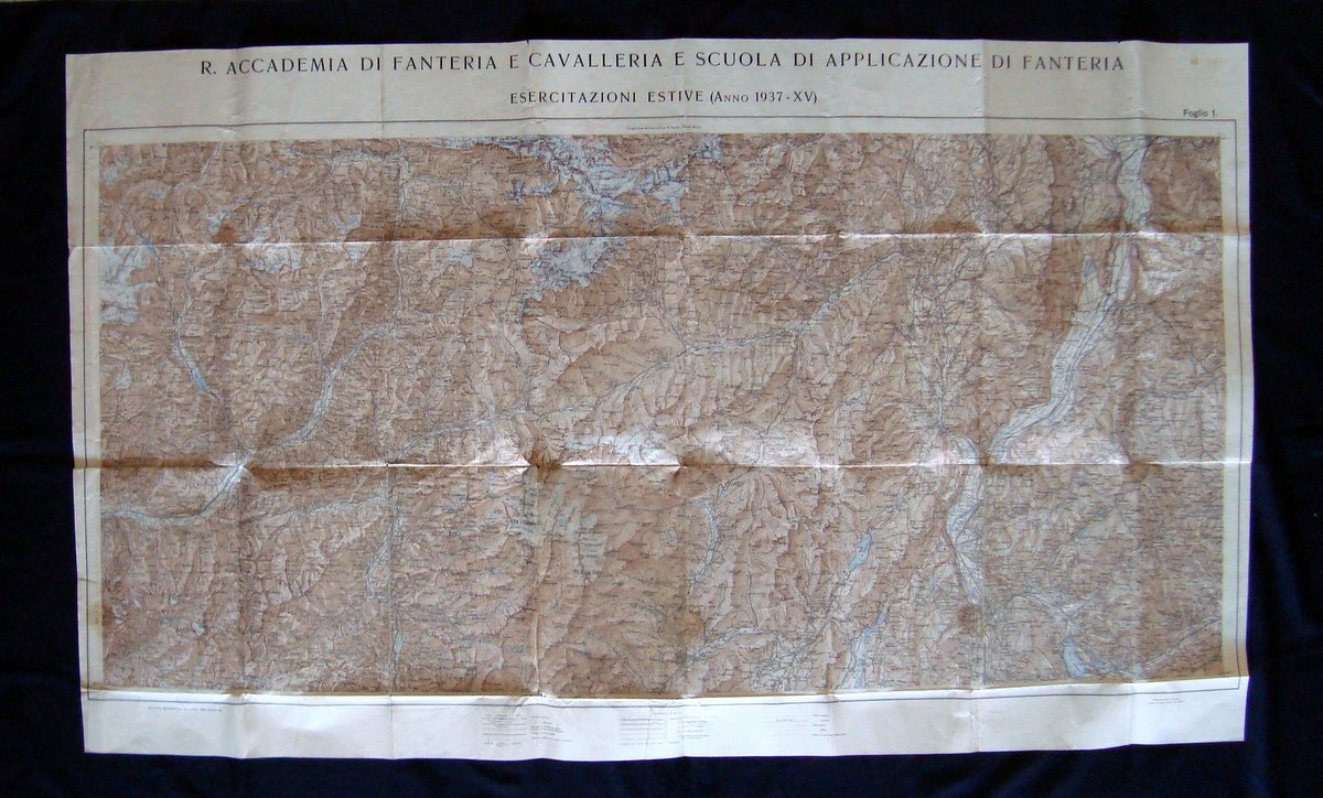 Carta Escursioni estive R Accademia 1937 IGM 1933 Adamello Trento …