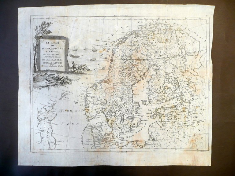 Carta Geografica Regni di Svezia Danimarca Norvegia Livonia Carelia Zatta 1783