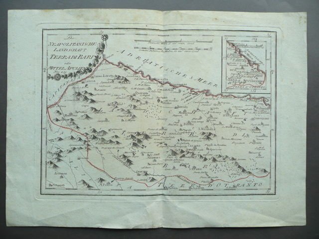 Carta Geografica Terra Bari Neapolitanische Landschaft Tedesco Italiano 1700 | Immagine principale