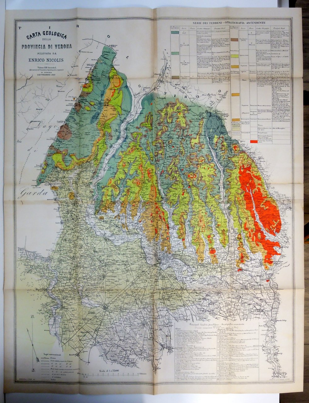 Carta Geologica della Provincia di Verona Enrico Nicolis Vianini 1882 … | Immagine principale