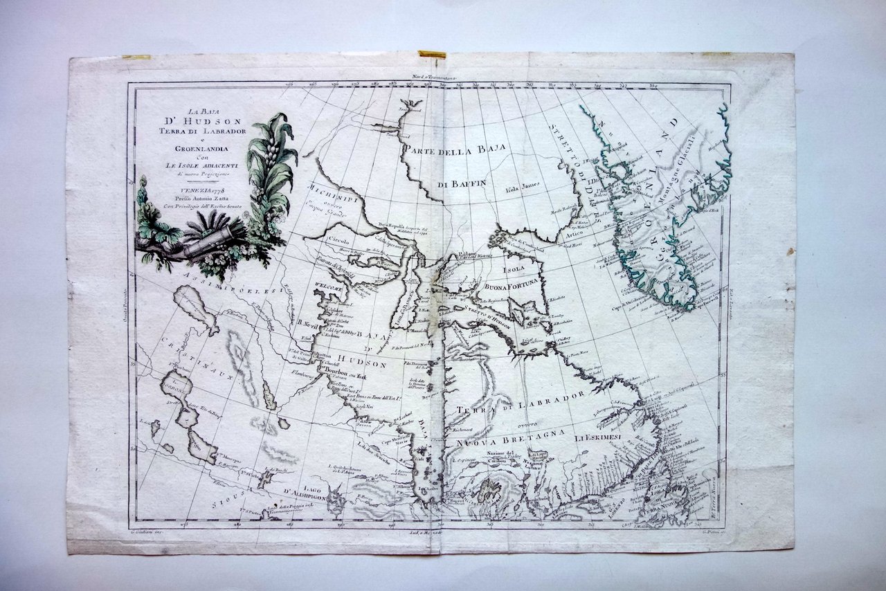 Carta Incisa Baia di Hudson Labrador Groenlandia Antonio Zatta Venezia …