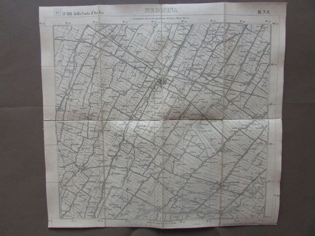 Carta Italia IGM Medicina Villa Fontana Castel Guelfo Geografia Cartiglio …